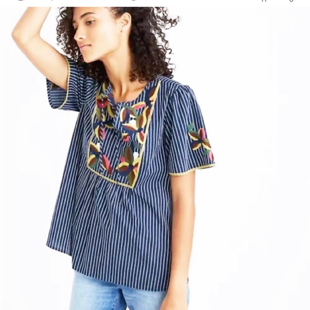 Madewell embroidered top shirt size medium 100% cotton